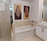 Master Bathroom Soaker Tub Fully Furnished Apartment Suite Toronto