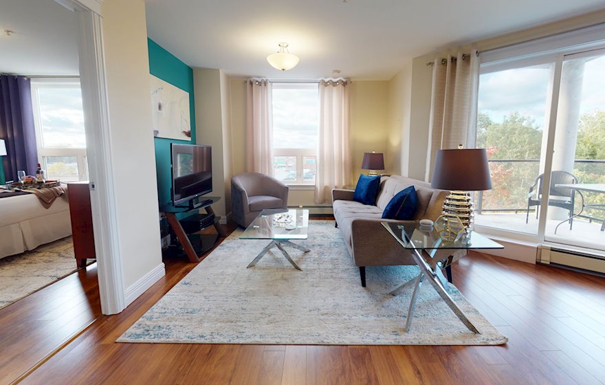 Living Room Free WiFi Fully Furnished Apartment Waterview Suite Dartmouth NS