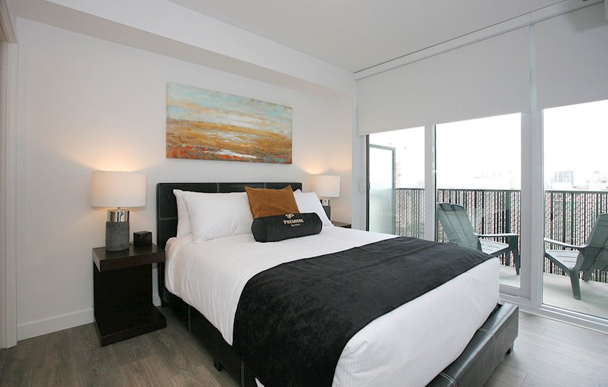Master Bedroom Queen Mattress Fully Furnished Apartment Suite Midtown Toronto