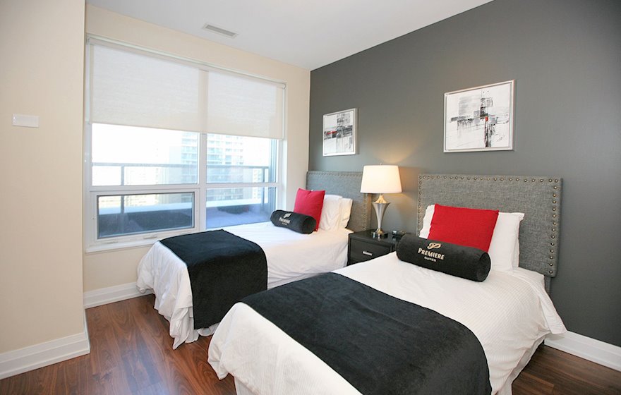 1722-Second Bedroom Two Twin Beds Fully Furnished Apartment Suite North York